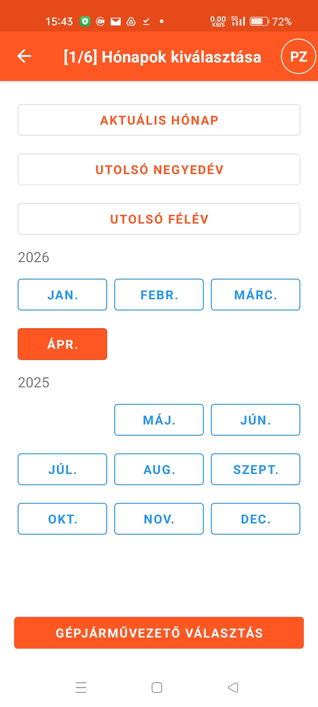 Korábbi jegyzőkönyvek képernyő részlet